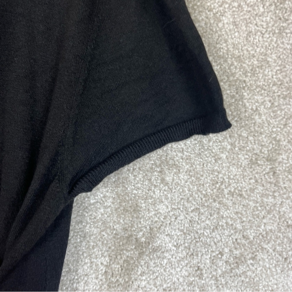 Talbots Sweater Womens Large Black Wrap Short Sleeve Side Tie Stretch- 3870 - Picture 2 of 10